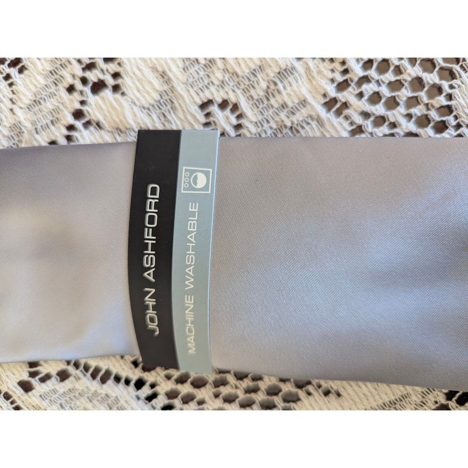 John Ashford Tie Steel Grey Silver Satin Finish Polyester NWT Formal Wedding