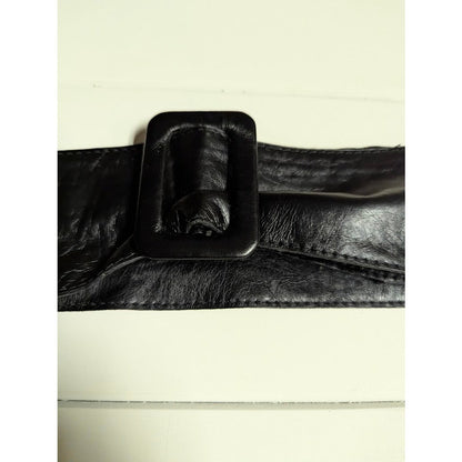 Vintage 3" soft leather black belt Cinch adjustable 1980s glam