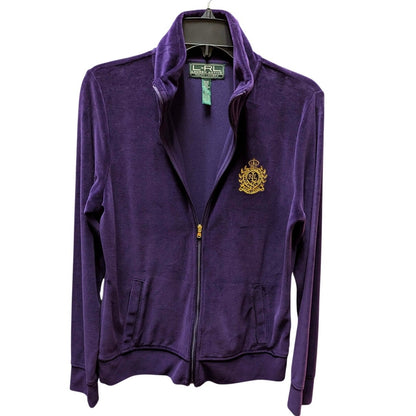 Vintage Lauren Ralph Lauren Purple Velour Zip Jacket Crest Y2K Preppy Medium
