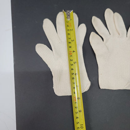 Vintage girls womens knit white short gloves prom evening small medium