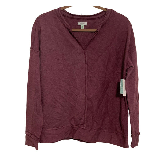NWT Susina Long Sleeve Shirt Top Raw Hem Edges Sz Medium in Burgundy Fig