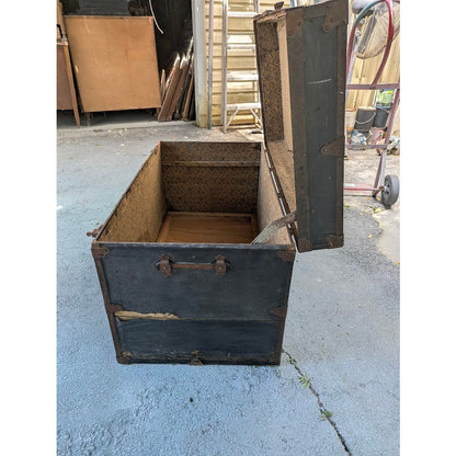 Secondhand Sandies: large trunk storage wood and metal  antique