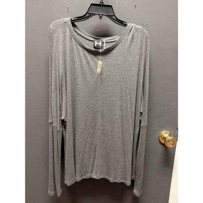 H by Bordeaux Long Sleeve Gray Top T-shirt Ribbed drop shoulder NEW layering