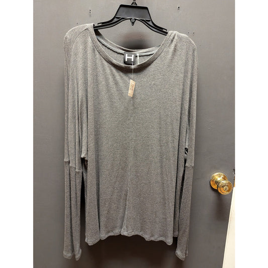 H by Bordeaux Long Sleeve Gray Top T-shirt Ribbed drop shoulder NEW layering
