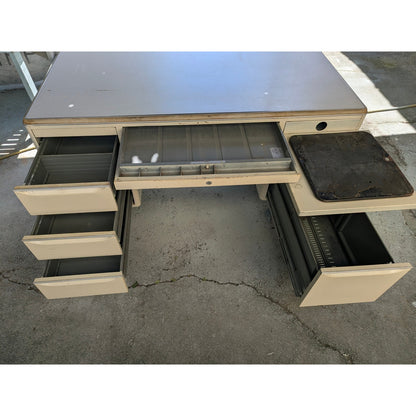 Vintage GF Mode-Maker Steel Tanker Desk Mid Century Modern Industrial Office 60s