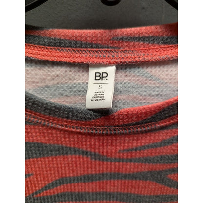 BP. size Small womens thermal top shirt red black animal print long sleeve NEW