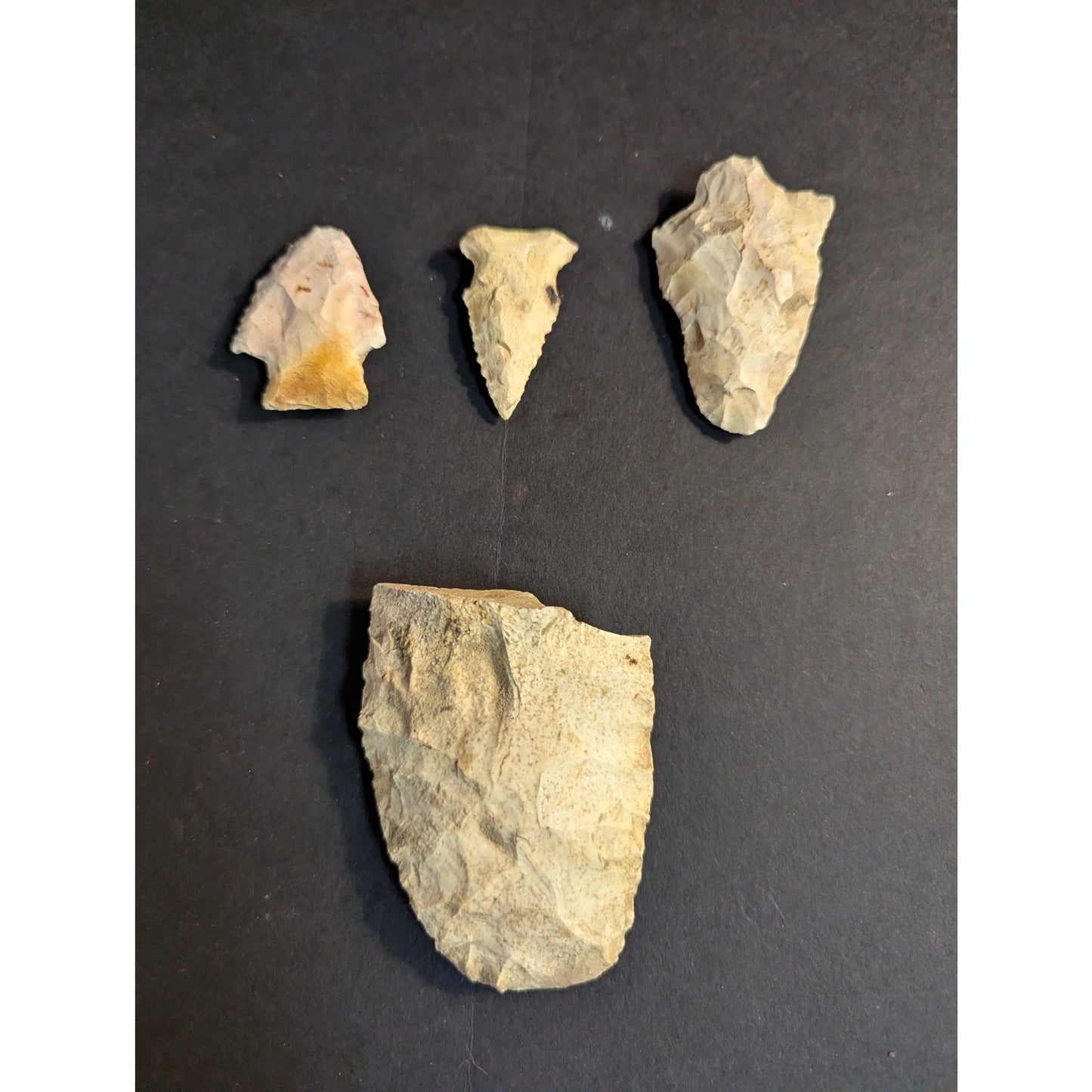 Authentic Vintage Native American Arrowhead and Scraper Stone Tool Lot