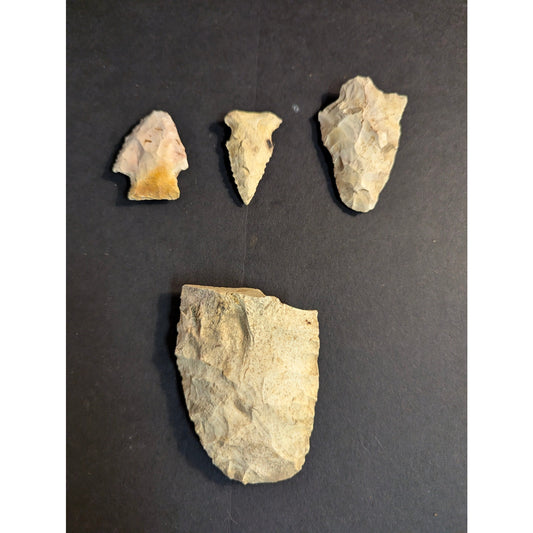 Authentic Vintage Native American Arrowhead and Scraper Stone Tool Lot
