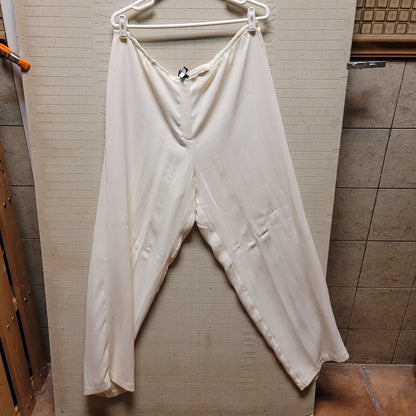 Eileen Fisher pants Womens Size XL Silk blend Slacks Trousers Button Waist Cream