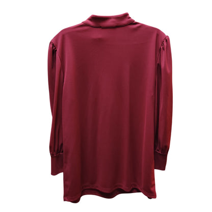 Karl Lagerfeld Paris Maroon Burgundy Mock Neck Blouse Medium Long Sleeve Top