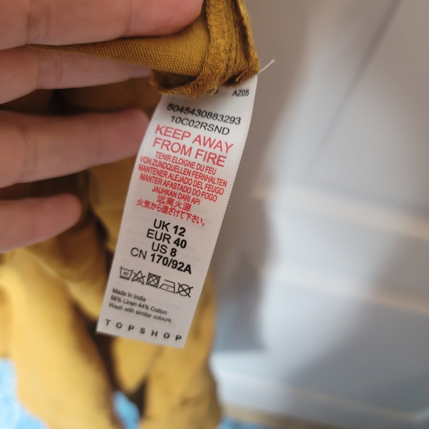 TOPSHOP Linen Belted Bardot Strapless Off Shoulder Dress Tan Brown Size 12
