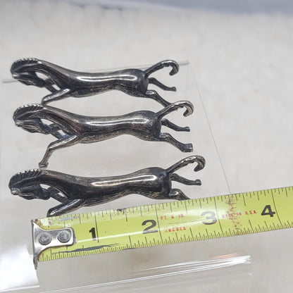 Vintage Galloping Horse Knife Rests Set of 3 Silverplate Figural Art Deco Style