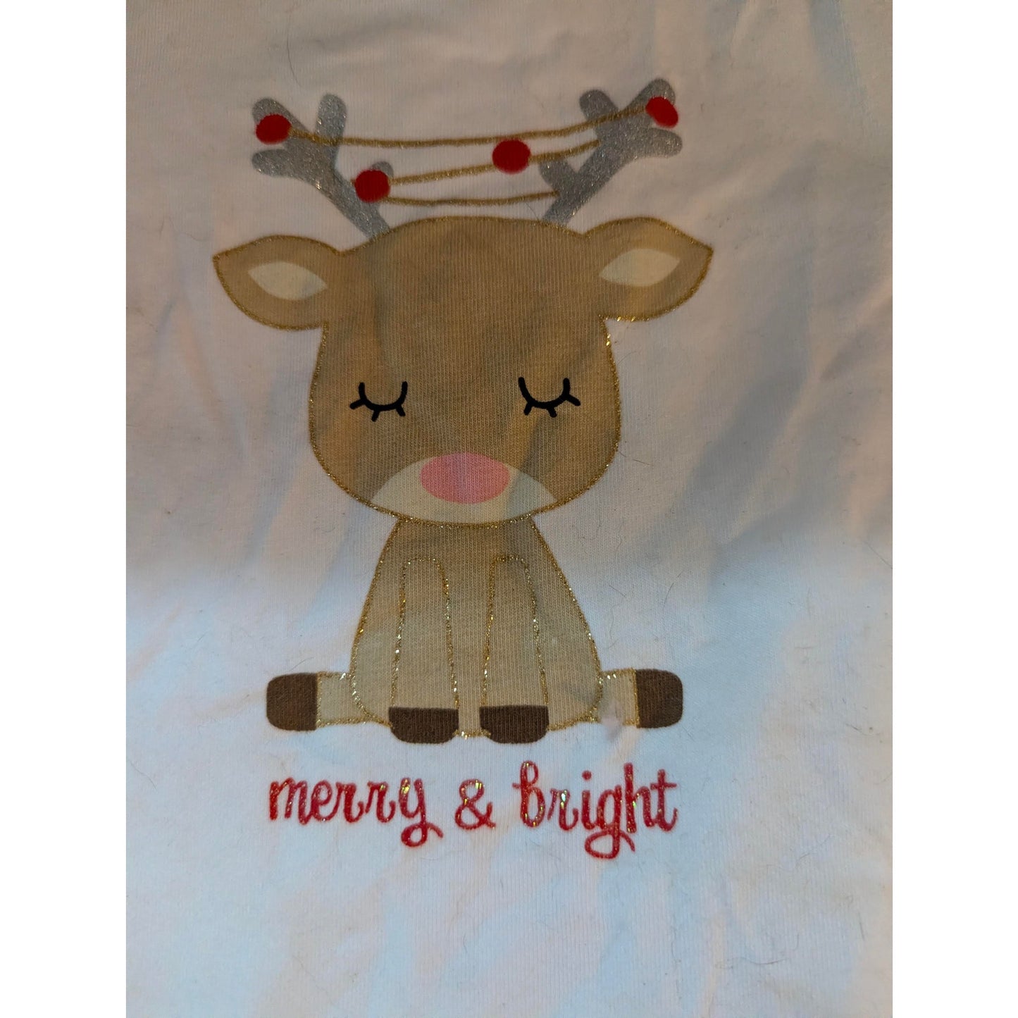 Koala Kids Baby Reindeer "Merry & Bright" Christmas Bodysuit 12-18 Months