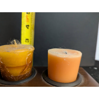 Modern Wooden Tea Light Candle Holders Pair Minimalist Table Top Centerpieces