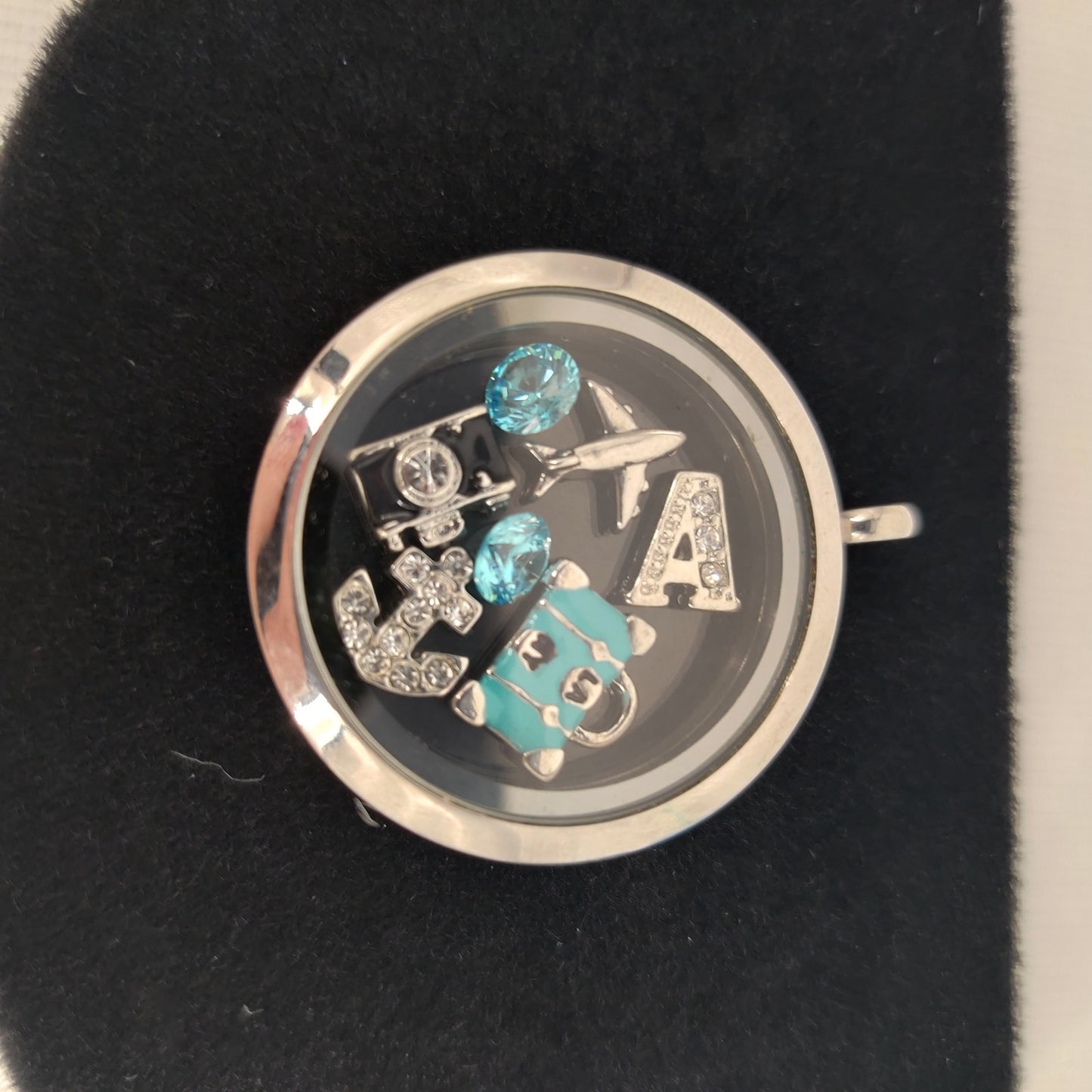 Stainless Steel Floating Memory Locket Travel Theme Charms Pendant