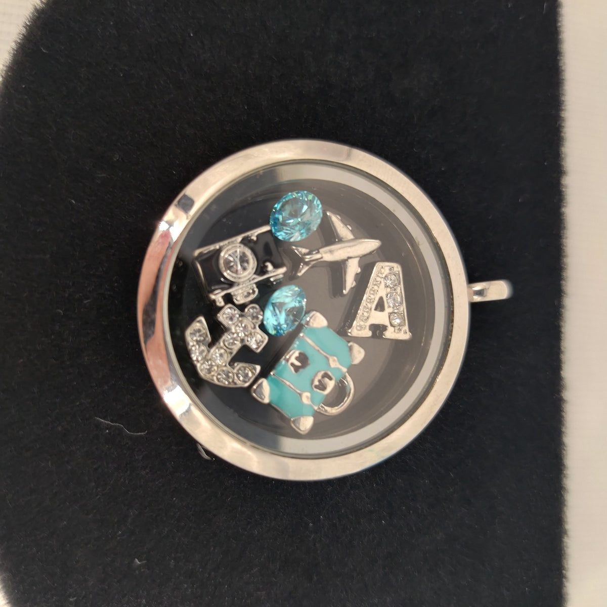 Stainless Steel Floating Memory Locket Travel Theme Charms Pendant