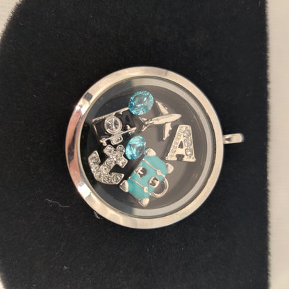 Stainless Steel Floating Memory Locket Travel Theme Charms Pendant