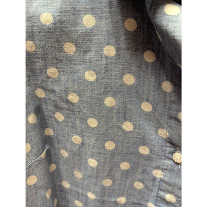 Tommy Hilfiger Blue White Polka Dot Chambray Button-Down Shirt Top Small NEW y2k
