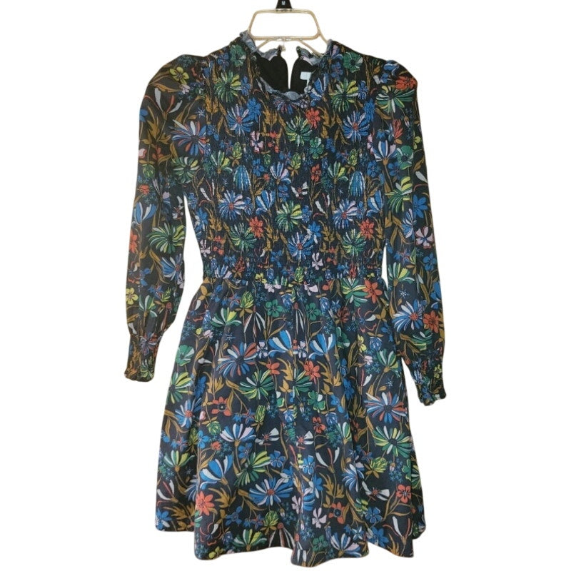 Boden Size 6 dress Ruched bodice Long Sleeve Lined multicolor floral