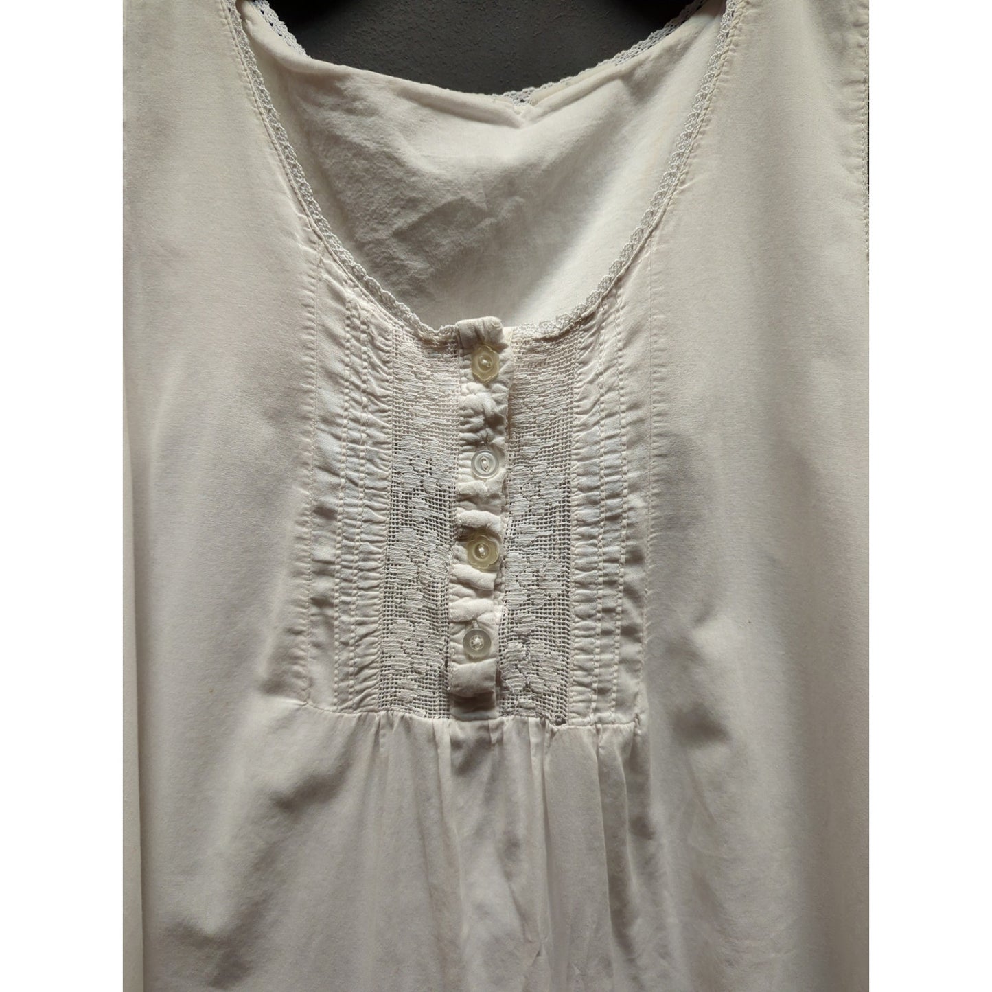 Edwardian French White cotton slip dress nightgown French Medium/ Large antique