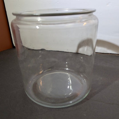 Large 8" tall cookie biscuit jar storage clear glass no lid vintage APOTHECARY