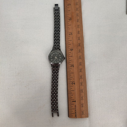 Vintage Sharp Stainless Steel Watch Black Dial Ladies Timepiece Repair/Parts