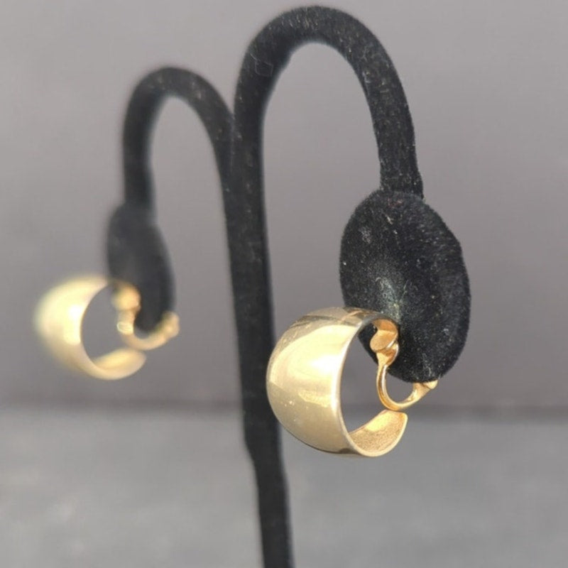 Vintage Gold Tone High Polish Curved Swirl Hoop Clip On Earrings Retro Modern