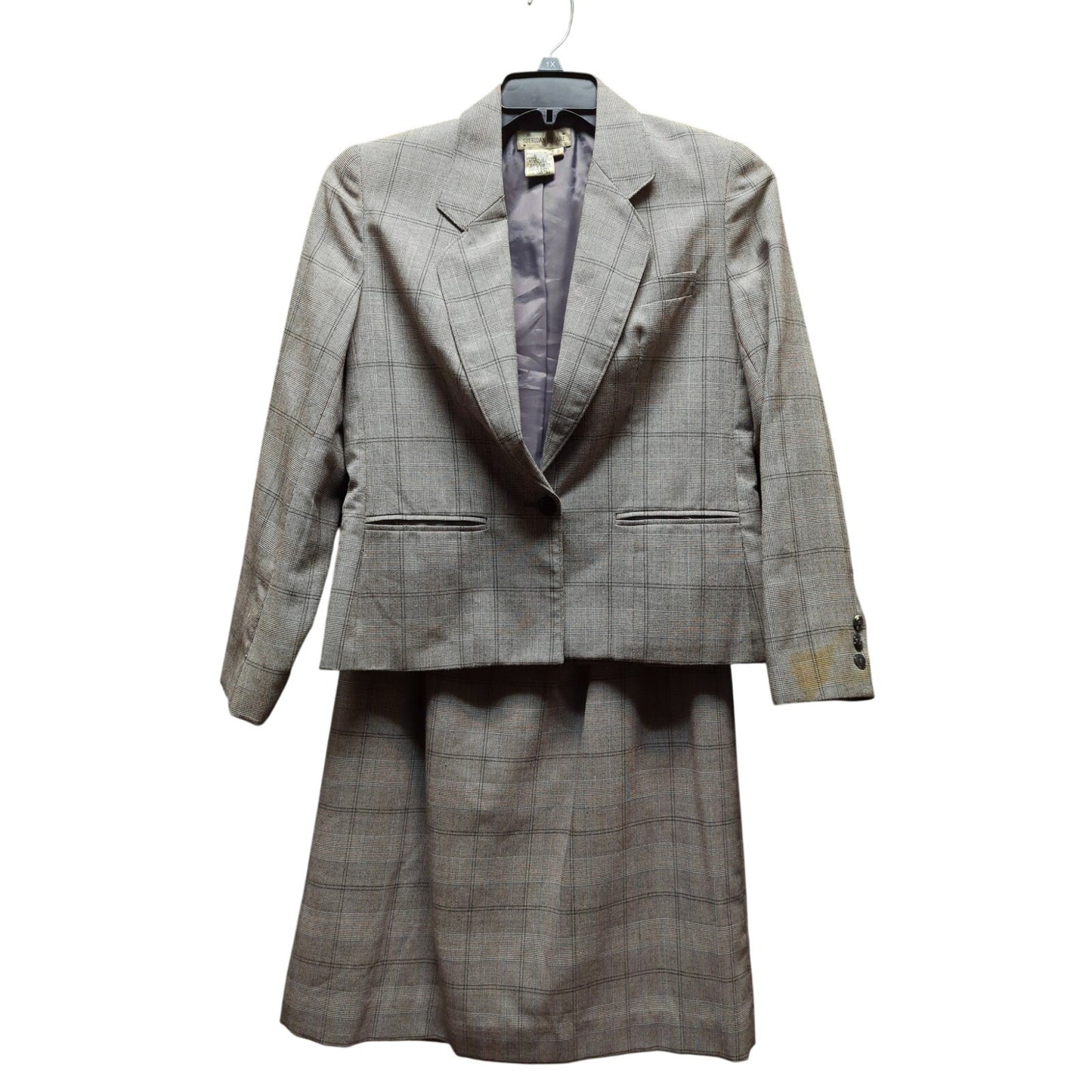 Sheridan Square Plaid Skirt Suit Set Vintage 80s Power Suit Career Chic Size 8