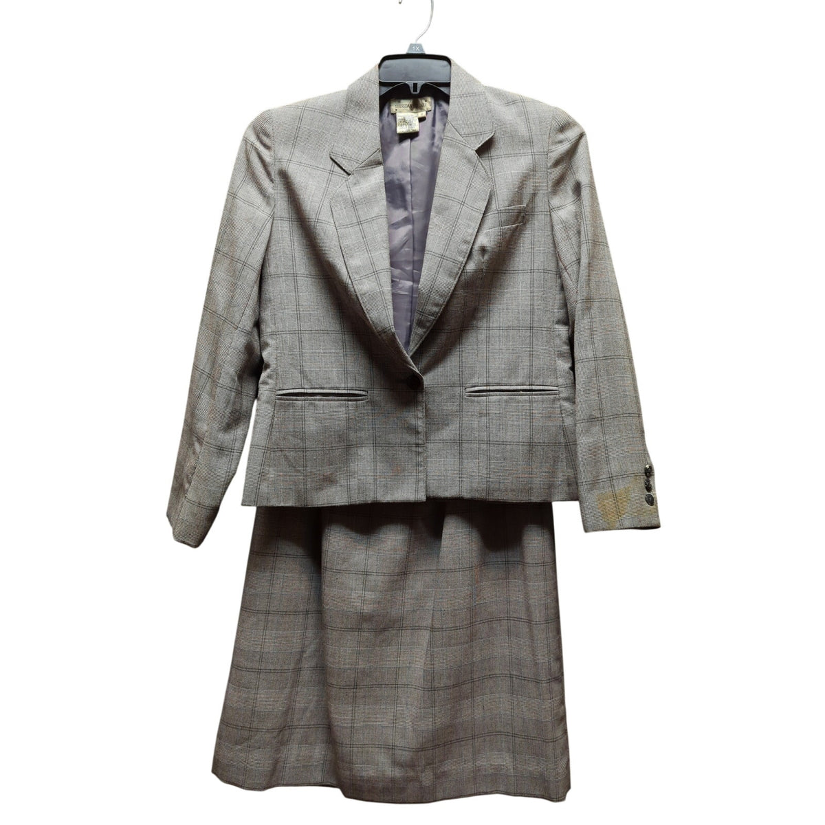 Sheridan Square Plaid Skirt Suit Set Vintage 80s Power Suit Career Chic Size 8