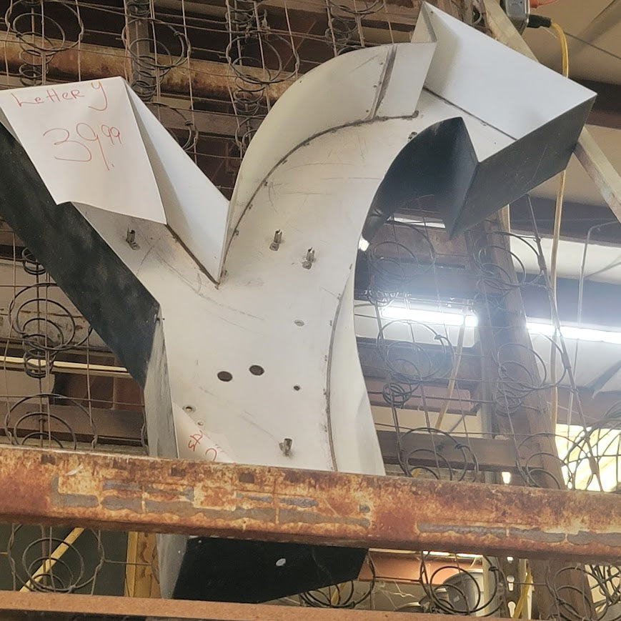 SECONDHAND SANDIES giant metal letter oLD NEON non lighted wall decor Y arrow