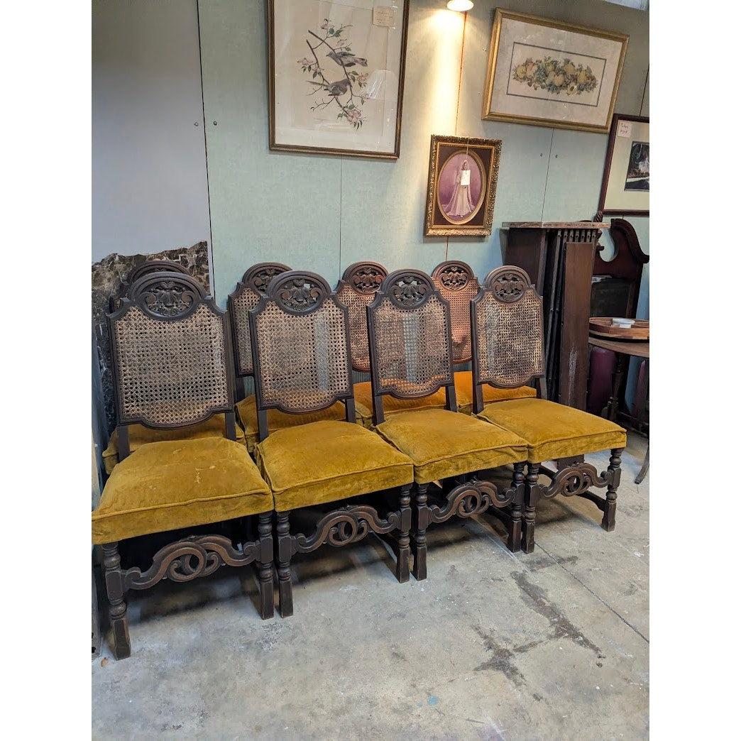 Secondhand Sandies: Set of 8 Antique Wood Rattan Dining Chairs