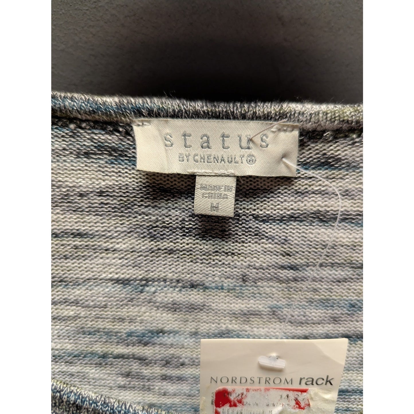Status by Chenault Marled Pullover Long Sleeve Sweater Black/Teal medium new