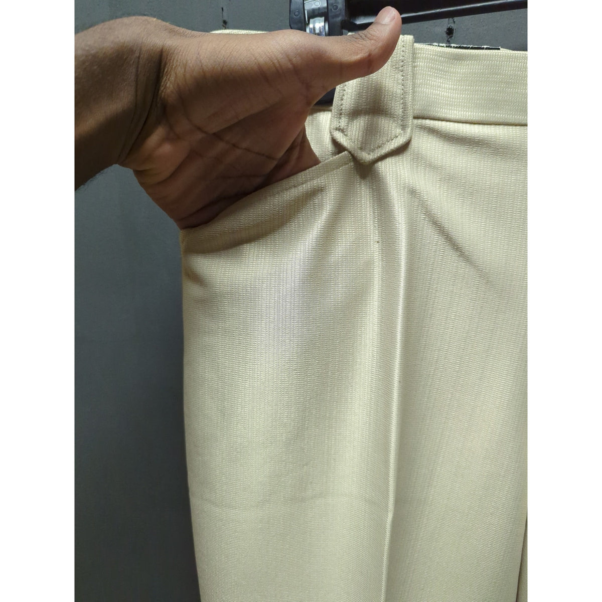 Vintage Saxifom USA Western Dress Pants Beige Polyester Ranch Cowboy 34x33