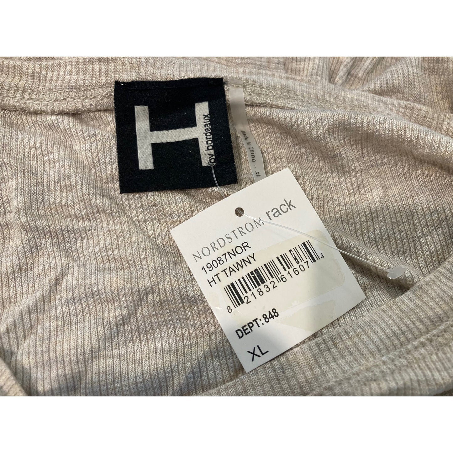 H by Bordeaux Swing Back Pullover Rib Knit Top Sz XL/Extra Large in Tawny NWT