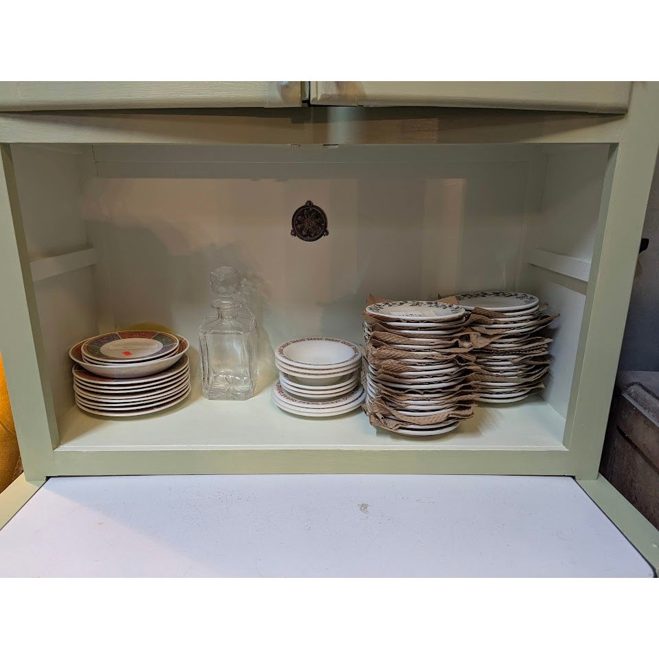 Secondhand Sandies: Sage Green Farmhouse Hoosier Kitchen Cabinet Hutch