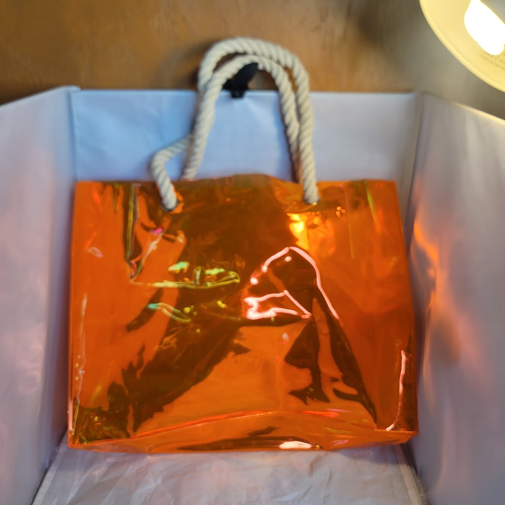 Royal Star of the Seas Orange iridescent Tote Beach Bag Rope Handle 16" x 12"