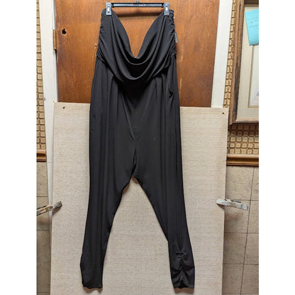 Leith Ruched Tapered Leg Strapless Romper Jumpsuit Size 4X plus Black Pockets
