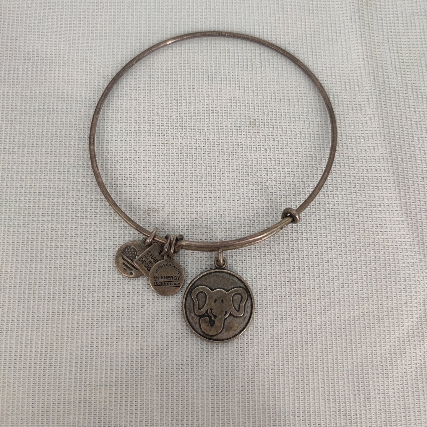 Vintage Alex and Ani Charm Bangle Rafaelian Silver Tone Expandable