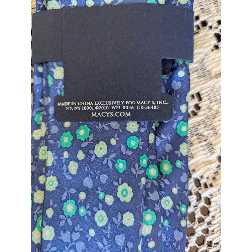 Club Room Tie Blue Green Floral Silk NWT Estate Neckwear Preppy Corpcore