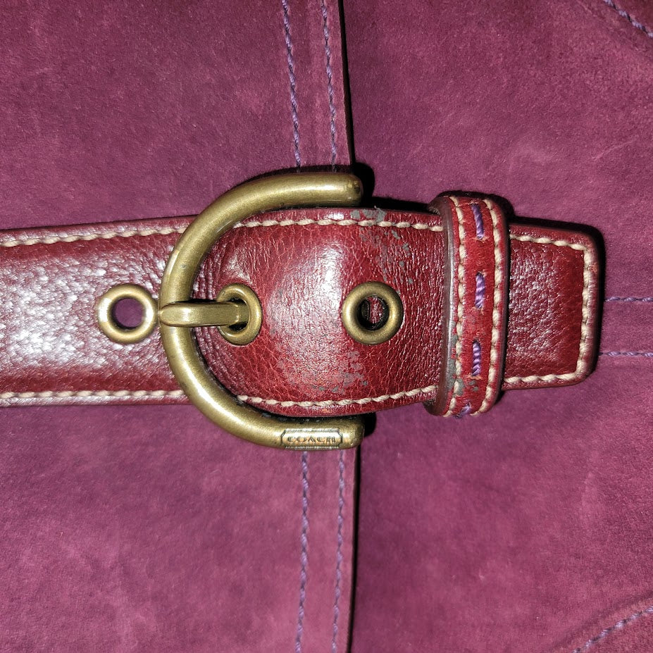 Coach Soho Magenta Suede Flap Shoulder Bag Vintage Y2K Boho Buckle Purse 10389