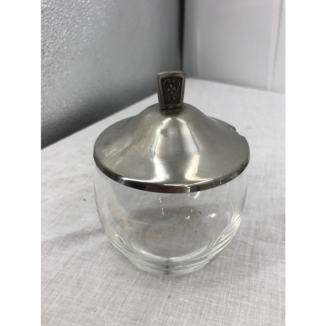 Mid Century Condiment Server Cordova Set MCM stainless steel glass mustard jelly