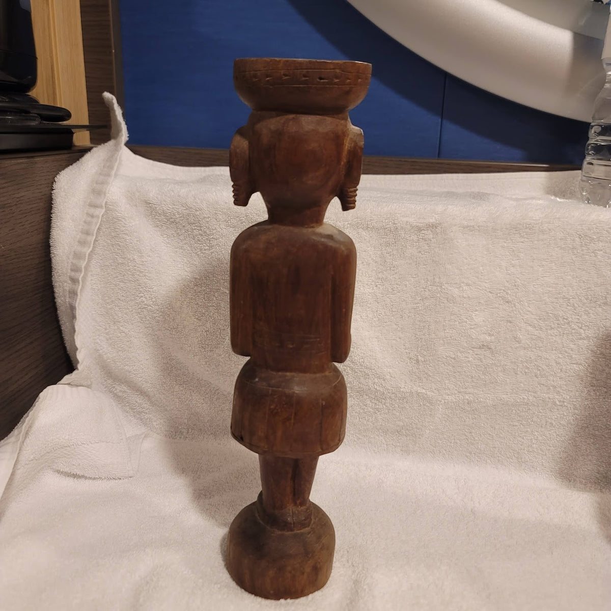 VINTAGE Papua New Guinea Massim Wood Tribal Carving Female Statue 12" Totem