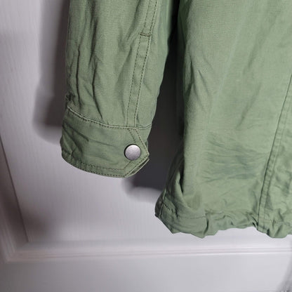 Sebby Collection Womens Large Olive Green Cargo Jacket Full Zip Hooded  Cotton