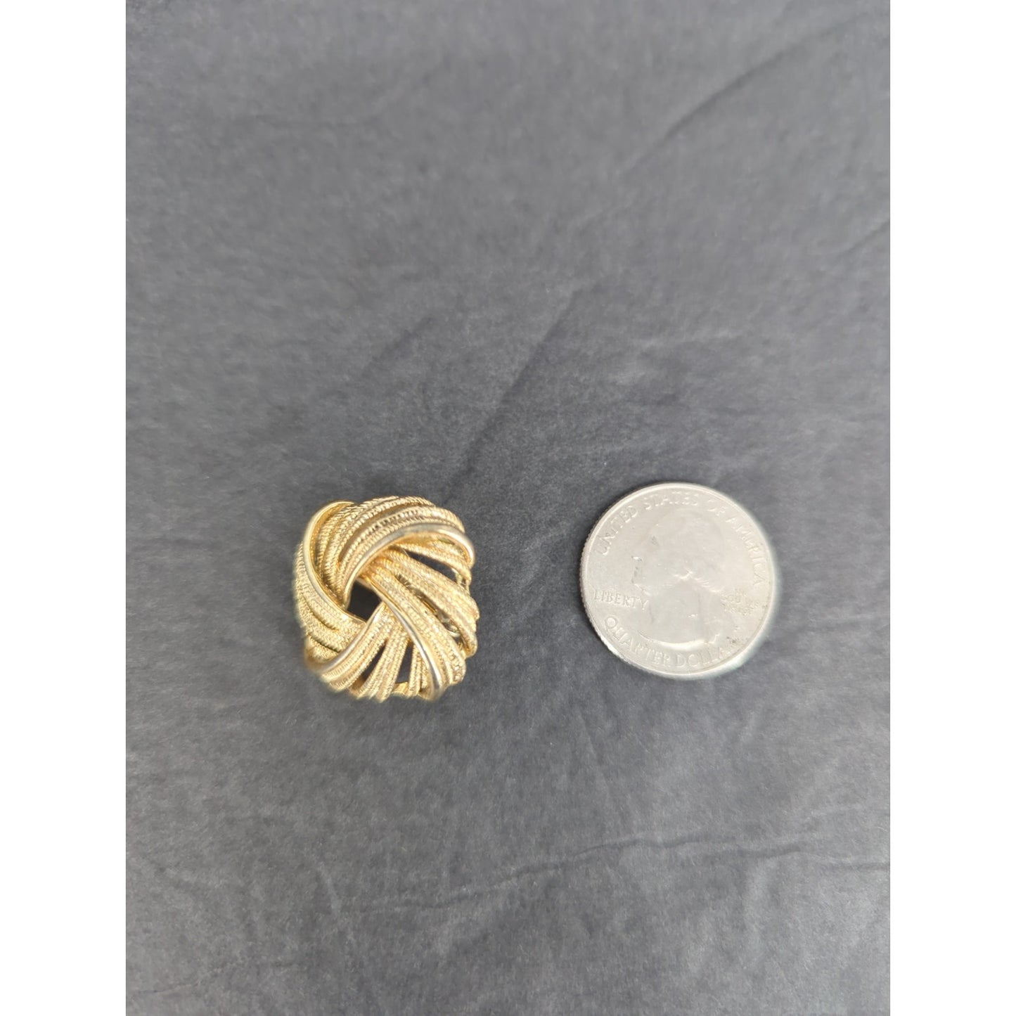 Vintage Monet Gold Tone Domed Ribbed Button Clip On Earrings Retro MCM