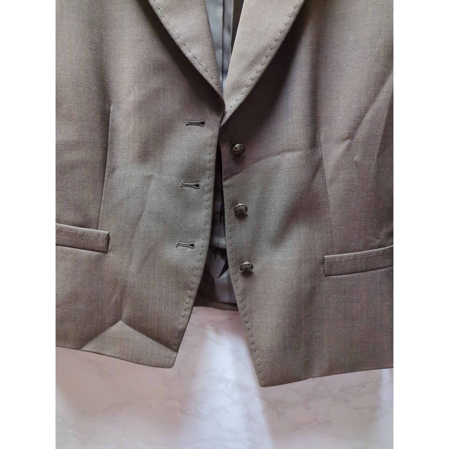 Antonio Melani Brown Cropped Pick Stitch Bolero Jacket Wool Blend Career Shrug 8