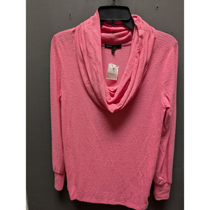 Gibson Women's Pink Lipstick Cowl Neck Long Sleeve Top NWT Size Small