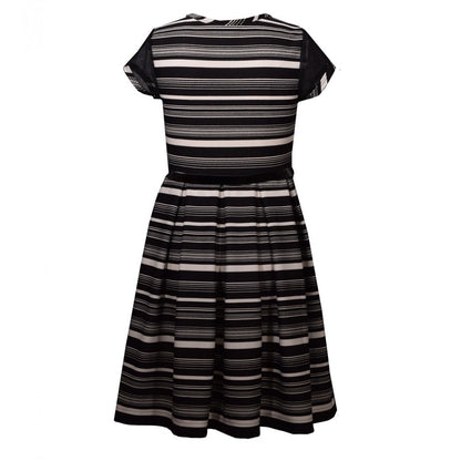 Iris & Ivy Size 16 black White Dress & Belt short sleeve pleated front sheer top