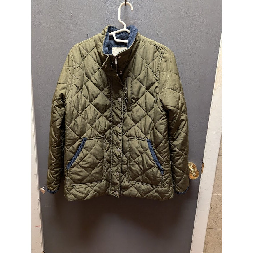 THREAD & SUPPLY Fleece Line Quilted Utility Jacket Size Medium Green Olive Blue