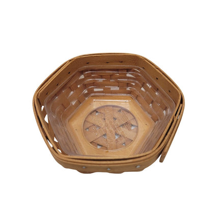 Longaberger 5.6" Vintage Wood Handwoven 2001 Basket brown small basket Liner