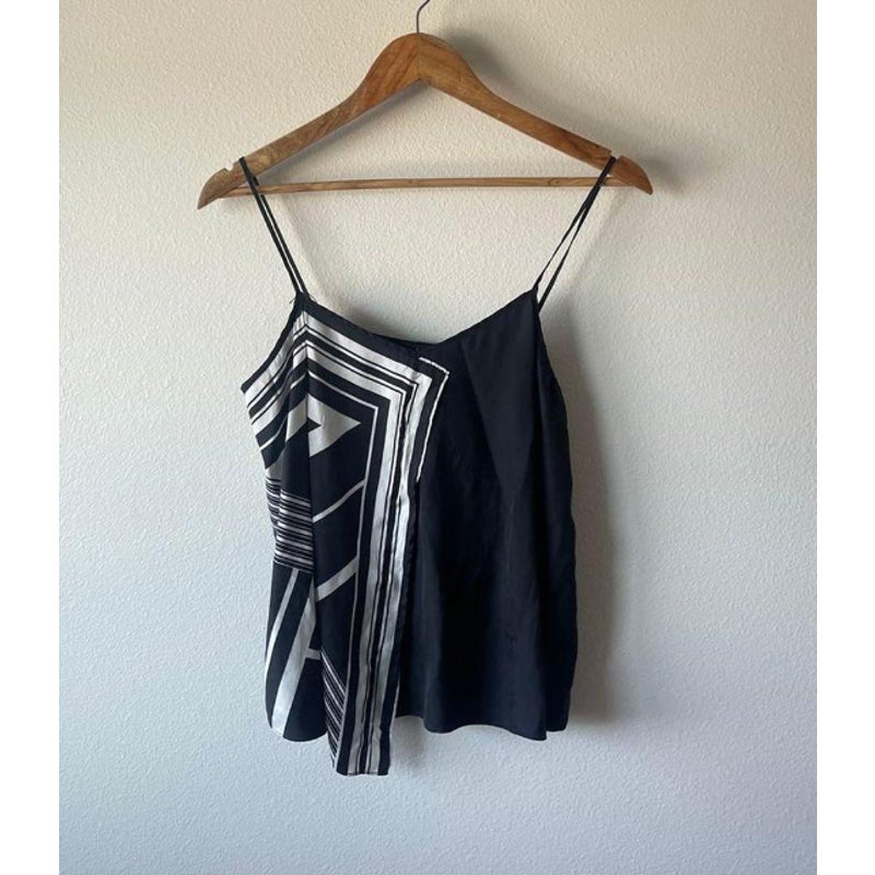 Rag & Bone Isadora Silk Cami Black White Asymmetrical Size X-Small new Size 2